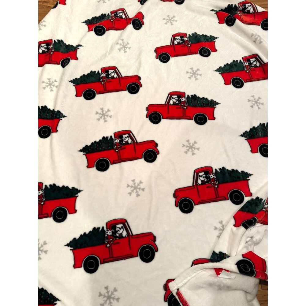 Disney Mickey Mouse Truck & Christmas Tree Plush Throw Blanket